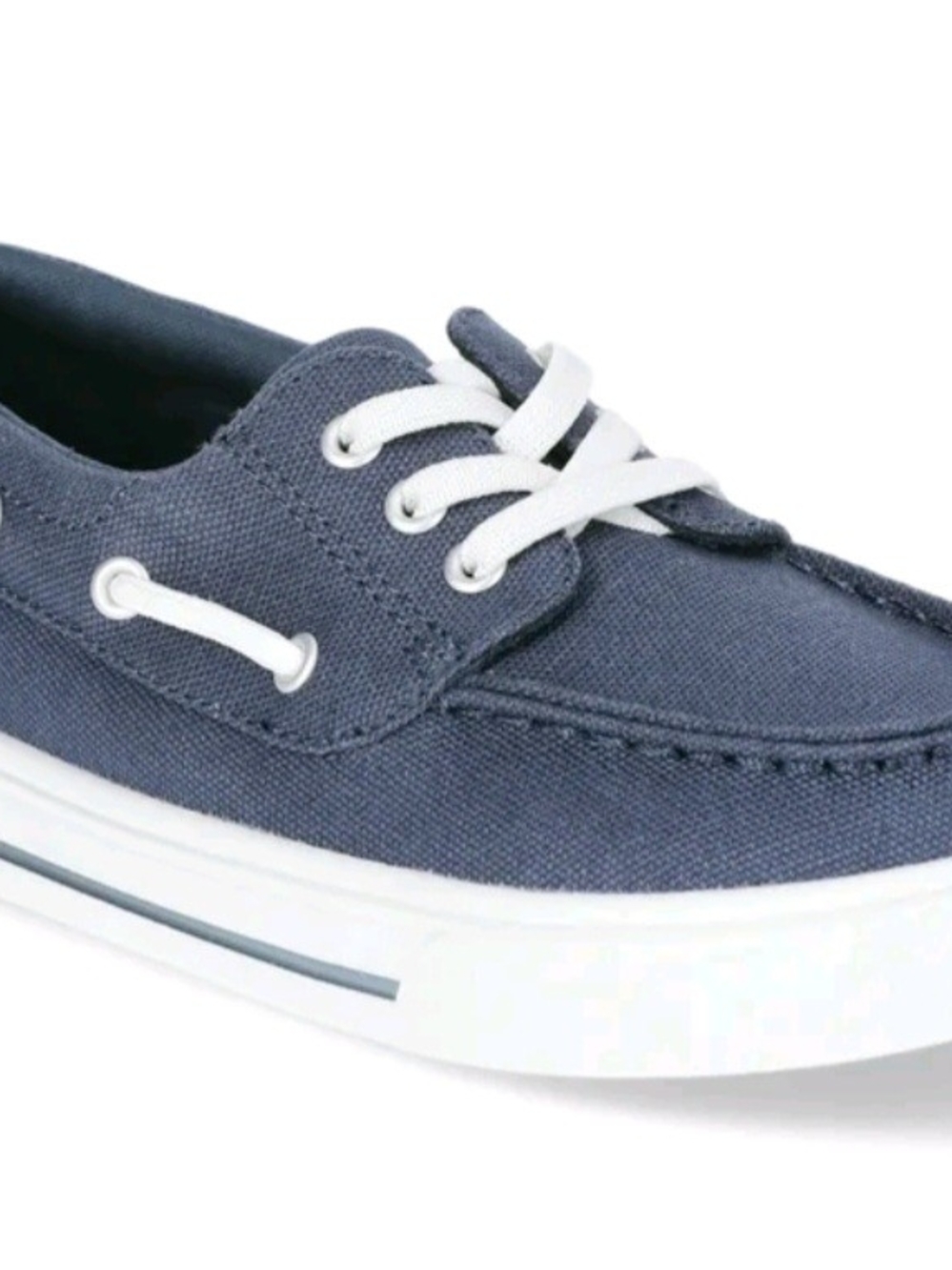 Boys Navy Canvas Boat Shoes with White Laces Size 4